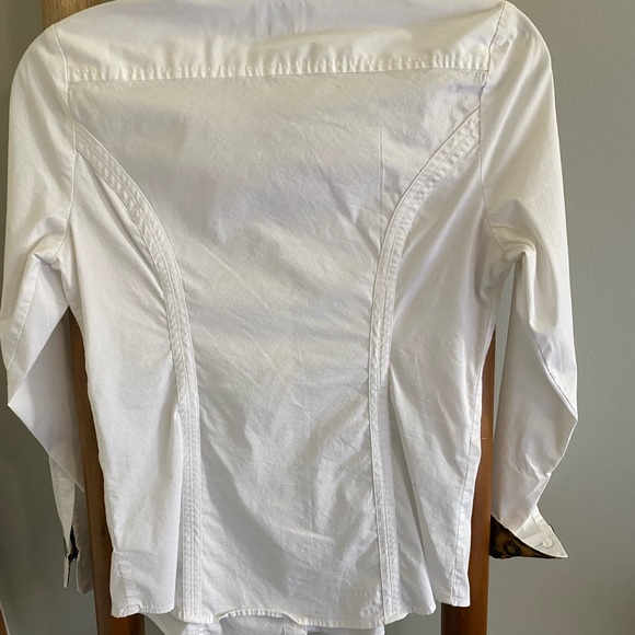 Express The Essential Shirt White (S) Button Down Cheetah Accent - Picture 6 of 6